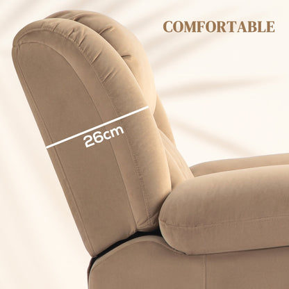 HOMCOM Power Lift Recliner Chair with Vibration Massage and Heat, Electric Lift Chair for Elderly, Overstuffed Fabric Riser and Reclining Armchair with USB Ports, Cup Holders, Light Brown