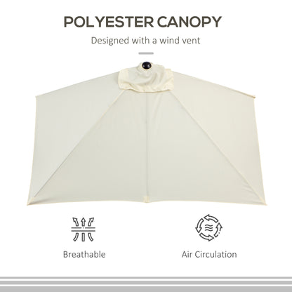 Outsunny Balcony Half Parasol Semi Round Umbrella Patio Crank Handle (2.3 m, Beige)- NO BASE INCLUDED