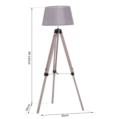 Wooden Adjustable Tripod Free Standing Floor Lamp  Bedside Light E27 Bulb Compatible