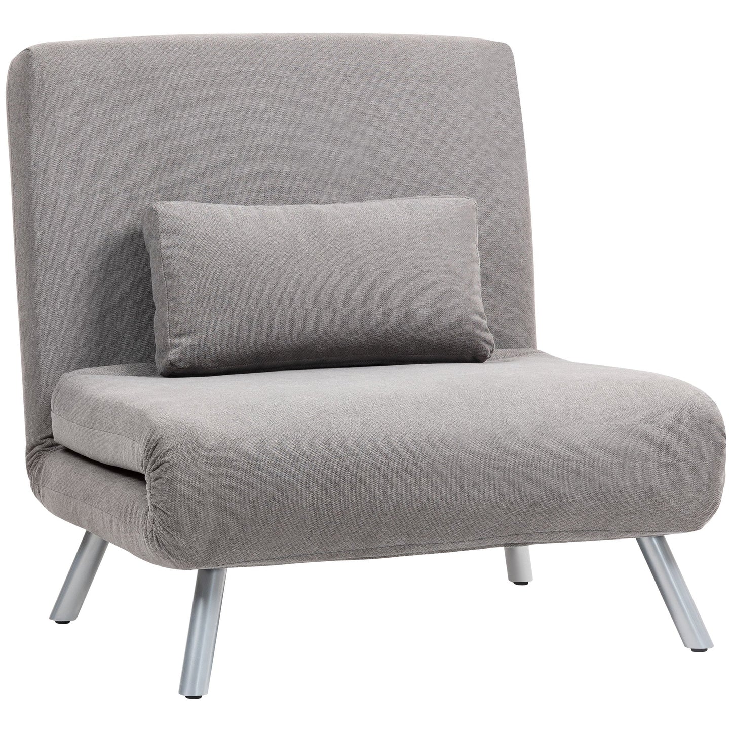 HOMCOM Single Velvet-Feel Chair Bed - Grey