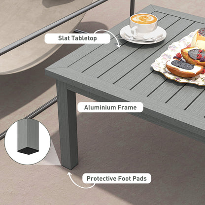 Stolik kawowy Outsunny 100 cm x 60 cm aluminiowy do użytku na zewnątrz – szary