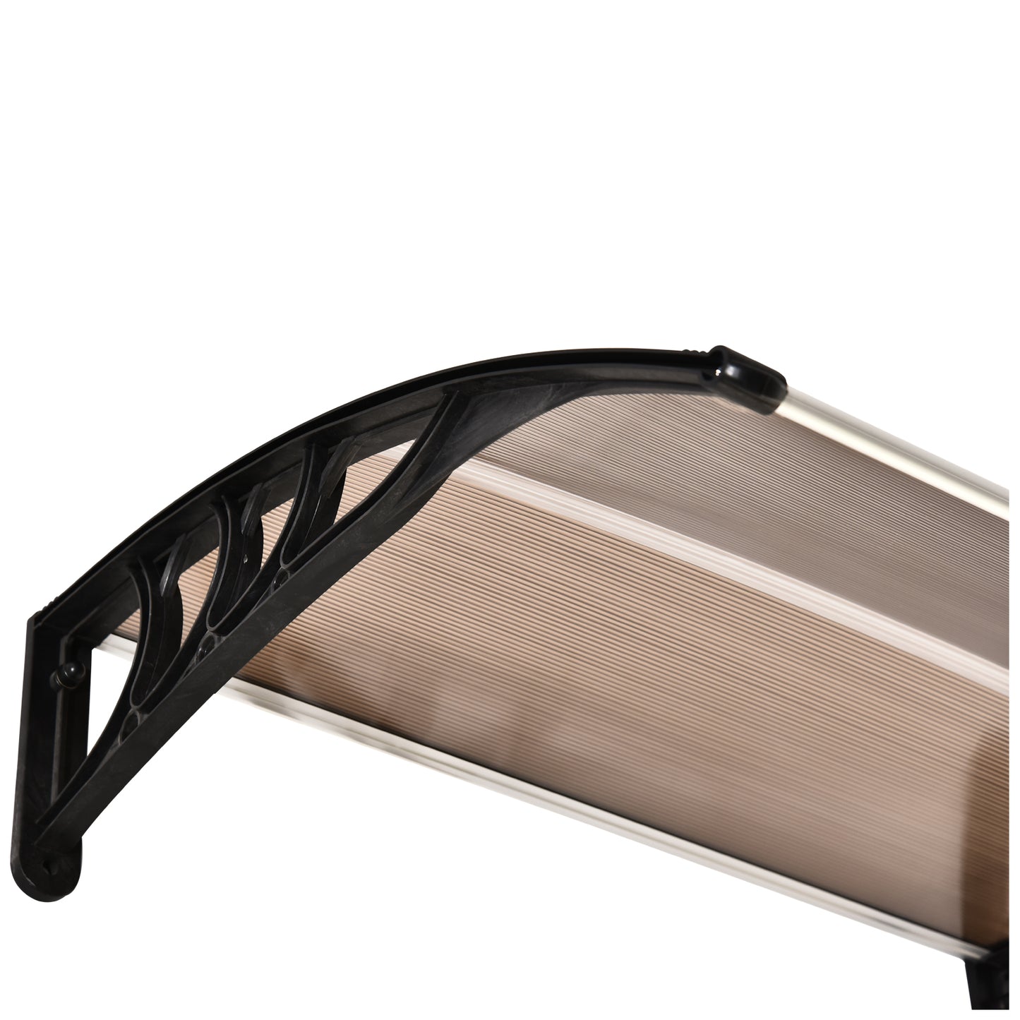 Outsunny Front Door Canopy Outdoor Awning Aluminium Rigid Plastic Polycarbonate Rain Shelter UV Water Rain Resistant 120 x 75cm Brown