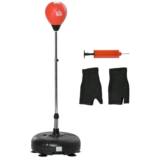 HOMCOM Punching Bag with Stand, 133-151cm Adjustable Height, for Teens, Red/Black