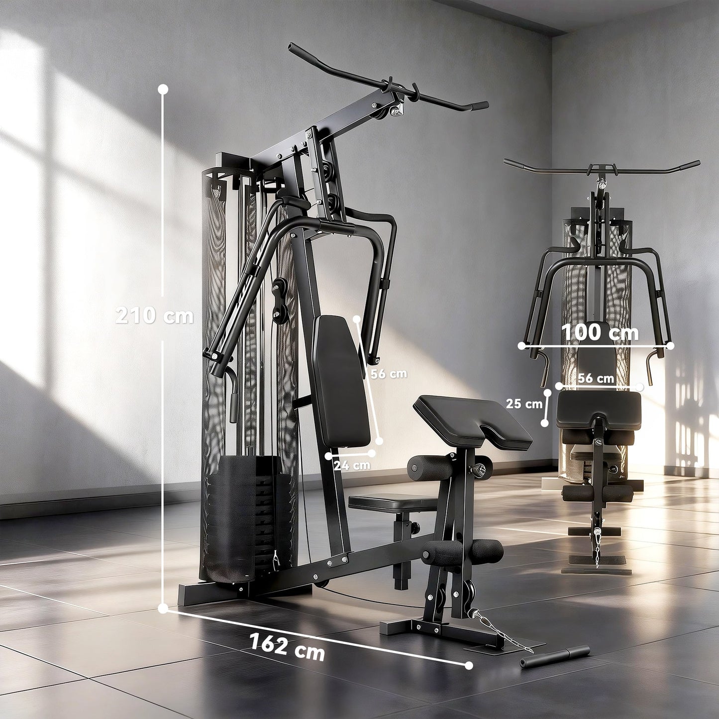 SPORTNOW Multi Gym with Adjustable Seat and Back, All in One Home Gym Machine with 45kg Weight Stack for Full Body Strength Training