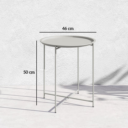 Outsunny Steel Removable Tray Top Garden Table - White