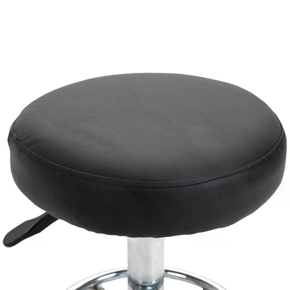 Vinsetto Round Rolling Stool, PU Leather Height Adjustable Stool Chair with Wheels and Swivel Seat for Salon, Massage, Spa, Home Kitchen, Black