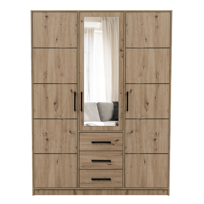 Oak Artisan Mirrored Hinged Door Wardrobe 149cm – TELFORD D3