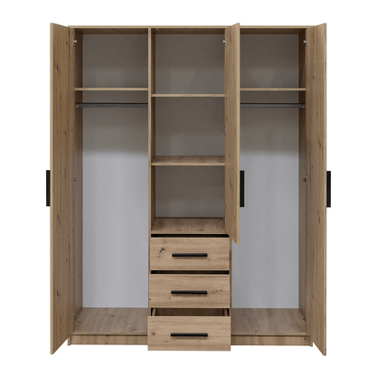 Oak Artisan Mirrored Hinged Door Wardrobe 149cm – TELFORD D3