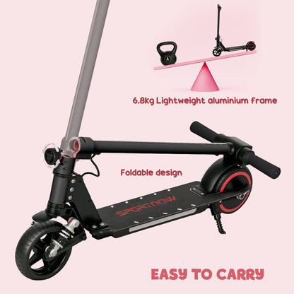 SPORTNOW Folding Electric Scooter for Kids, with Dual Brakes, Front Suspension, LED Colourful Lights, Black