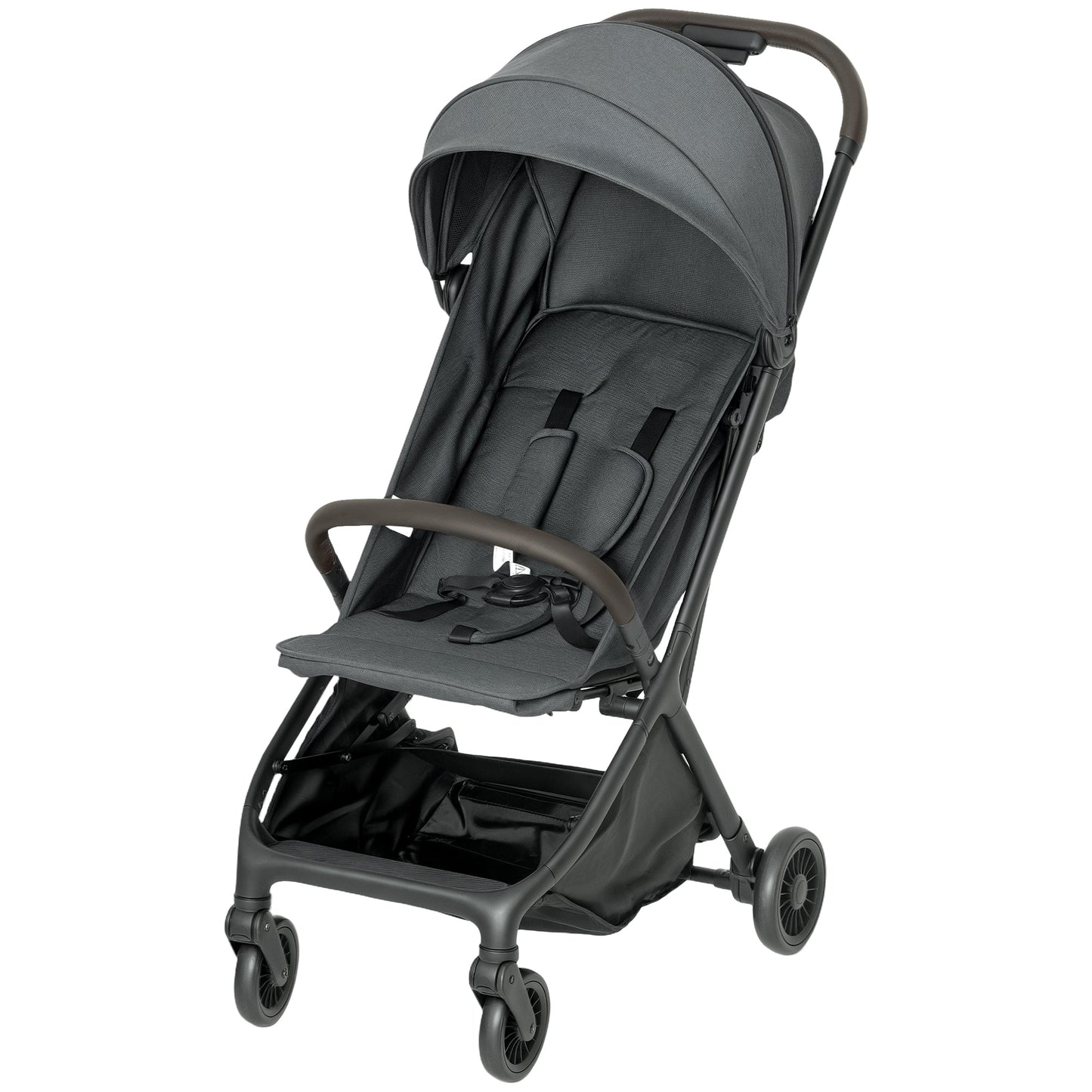 AIYAPLAY Foldable Baby Stroller with Adjustable Seat, 5-Point Harness, Canopy, Basket, 6.3kg Lightweight & Compact, Dark Grey