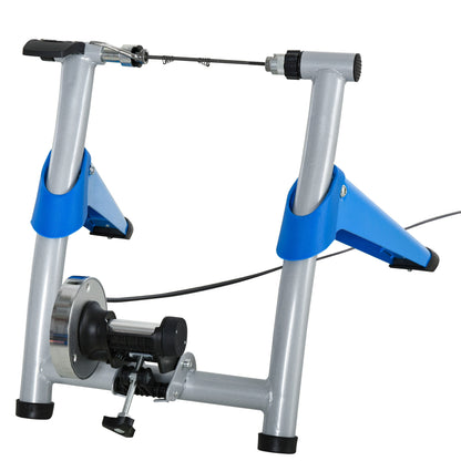 Steel 8-Level Indoor Stationary Bike Trainer Frame Bike Rack Exercises Blue