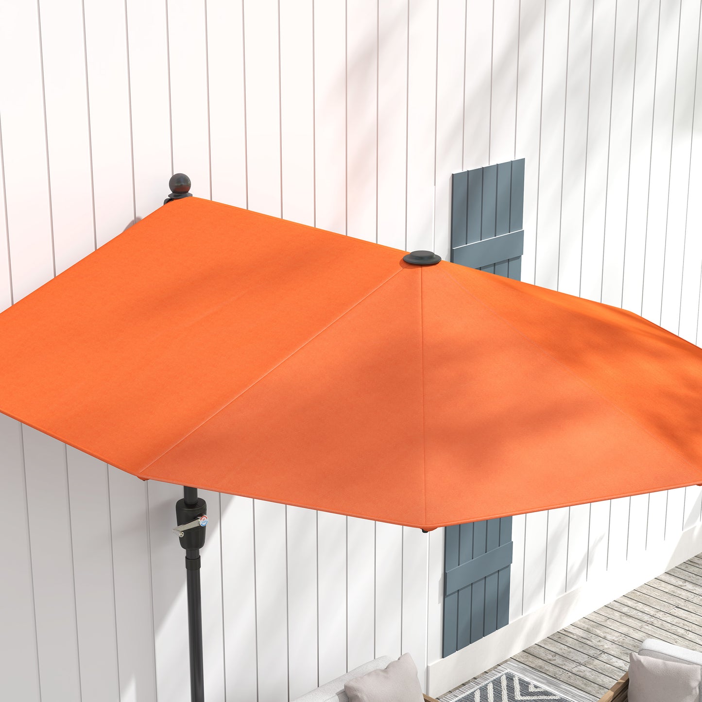Outsunny 2m Half Parasol Parasol - Pomarańczowy