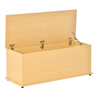 Wooden Storage Trunk Clothes Toy Chest Bench Seat Ottoman Bedding Blanket Trunk Container with Lid - Burlywood