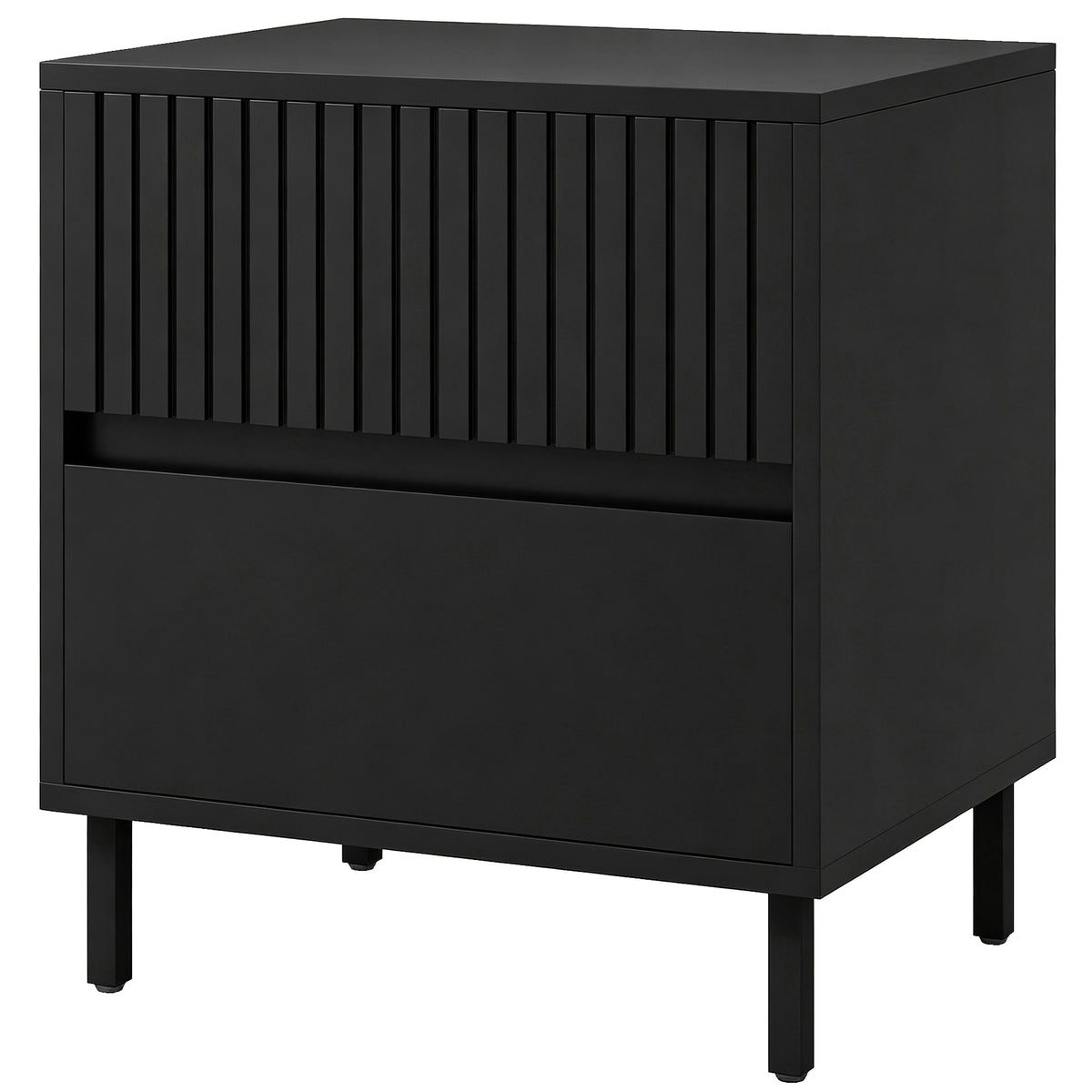 HOMCOM Bedside Cabinet, Bedside Table with 2 Drawers, Storage and Steel Legs for Bedroom, Living Room, Black