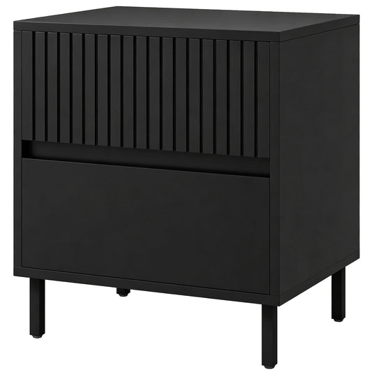 HOMCOM Bedside Cabinet, Bedside Table with 2 Drawers, Storage and Steel Legs for Bedroom, Living Room, Black