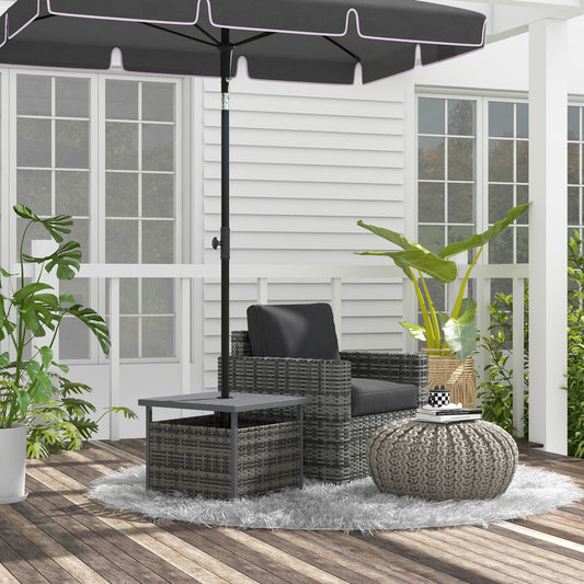 Outsunny Outdoor Rattan Wicker Coffee Table in Grey, image 2