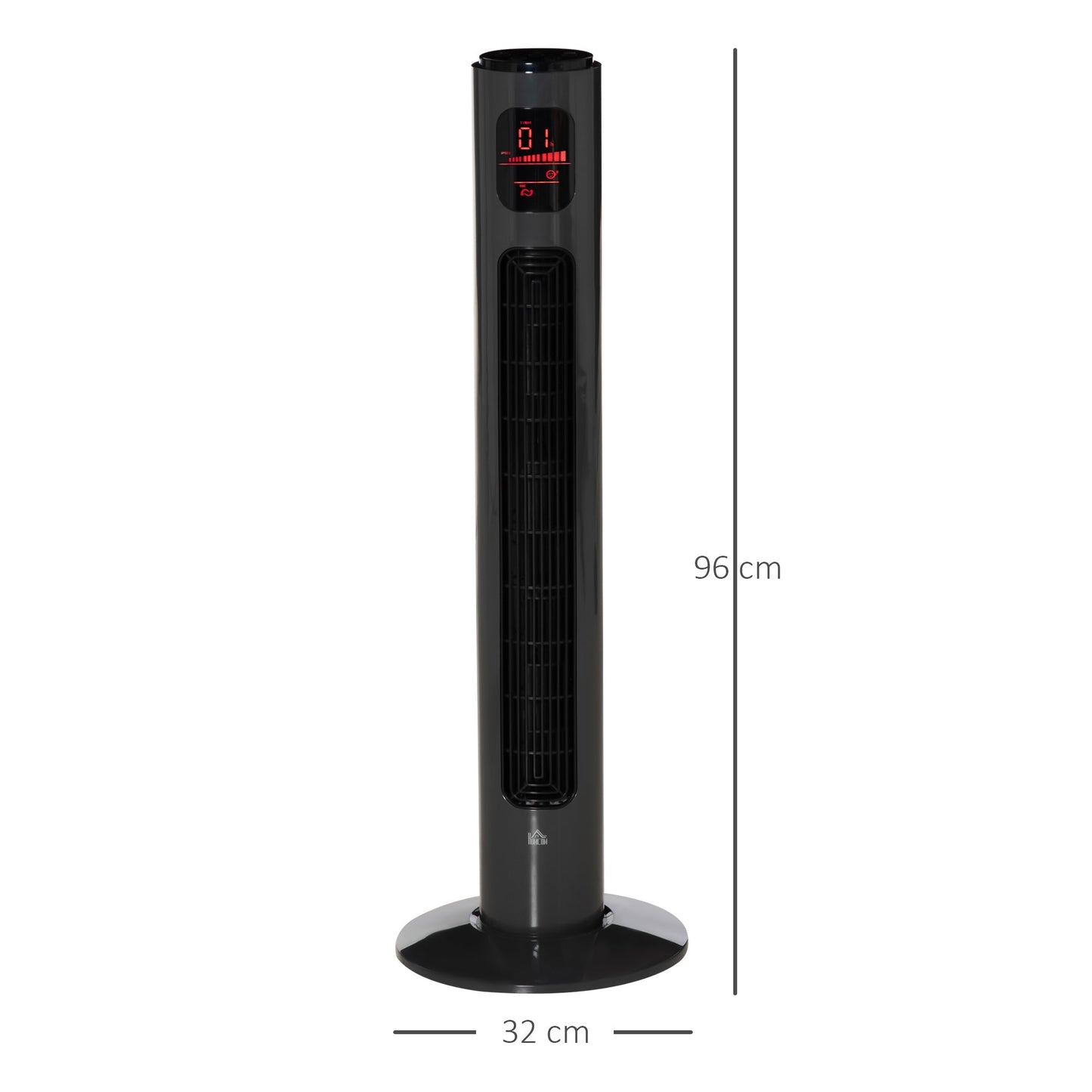 38'' Freestanding Tower Fan, 3 Speed 3 Mode, 12h Timer, 70 Degree Oscillation, LED Panel, 5M Remote Controller, Dark Grey