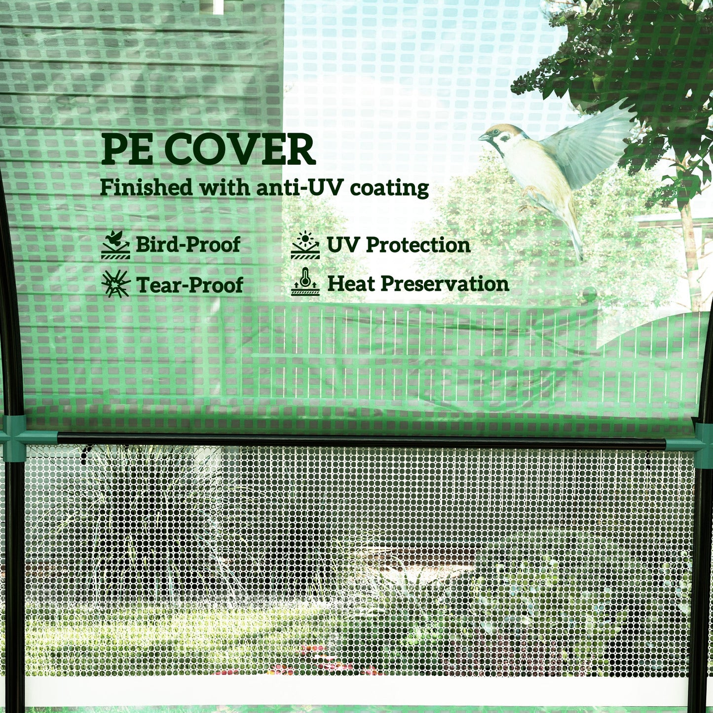 Outsunny 300 x 300cm Tunel foliowy typu walk-in - zielony