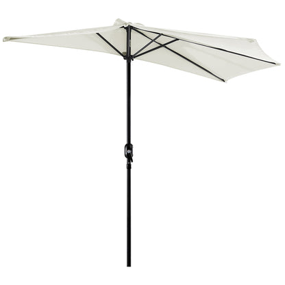 Outsunny 2.7m Garden Half Parasol, Outdoor Balcony Umbrella with 5 Steel Ribs, Patio Sun Shade, Cream White