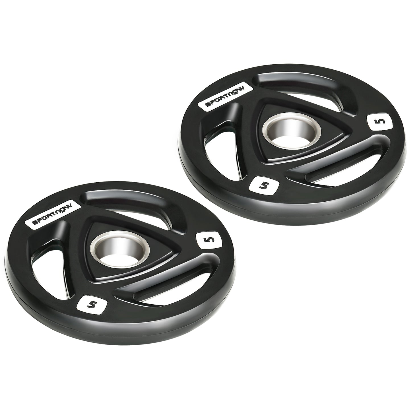 SPORTNOW 2 x 5 kg ciężarki, zestaw sztangi z uchwytem Tri-Grip powlekanej gumą z otworami 2" 5 cm, do domu, na siłownię, do podnoszenia ciężarów i treningu siłowego