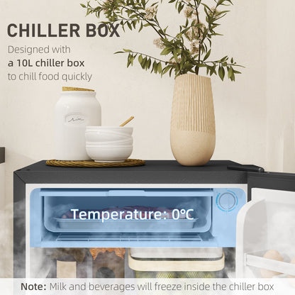 HOMCOM 91 Litre Freestanding Under Counter Fridge Freezer, Small Fridge with Chiller Box, Adjustable Thermostat, 47.5cm Wide, Silver Tone