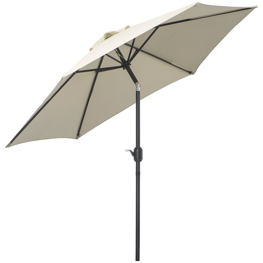 Outsunny2.6M Parasol ogrodowy z pochylanym i korbowym uchwytem, ​​zewnętrzny parasol przeciwsłoneczny z aluminiową ramą, kremowo-biały