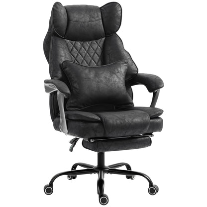 HOMCOM Executive Office Chair, Leathaire Big and Tall Office Chair 180 kg with Wide Seat, Reclining, Lumbar Support, Black