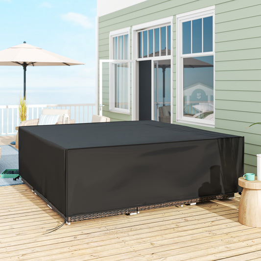 Outsunny Duży zestaw mebli ogrodowych Patio Pokrowiec 600D Oxford Square Wodoodporny, 230 x 230 x 70 cm, Czarny