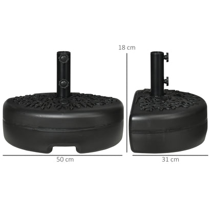 Outsunny Water/Sand Fillable Half Parasol Umbrella Base - Black