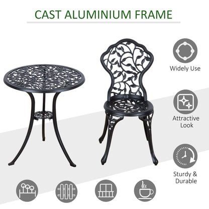 Outsunny 3 Piece Cast Aluminium Bistro Set Garden Furniture Dining Table Chairs Antique Outdoor Seat Patio Seater