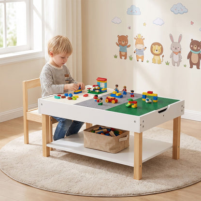 Kids Activity Table with Reversible Double-Sided Top-White