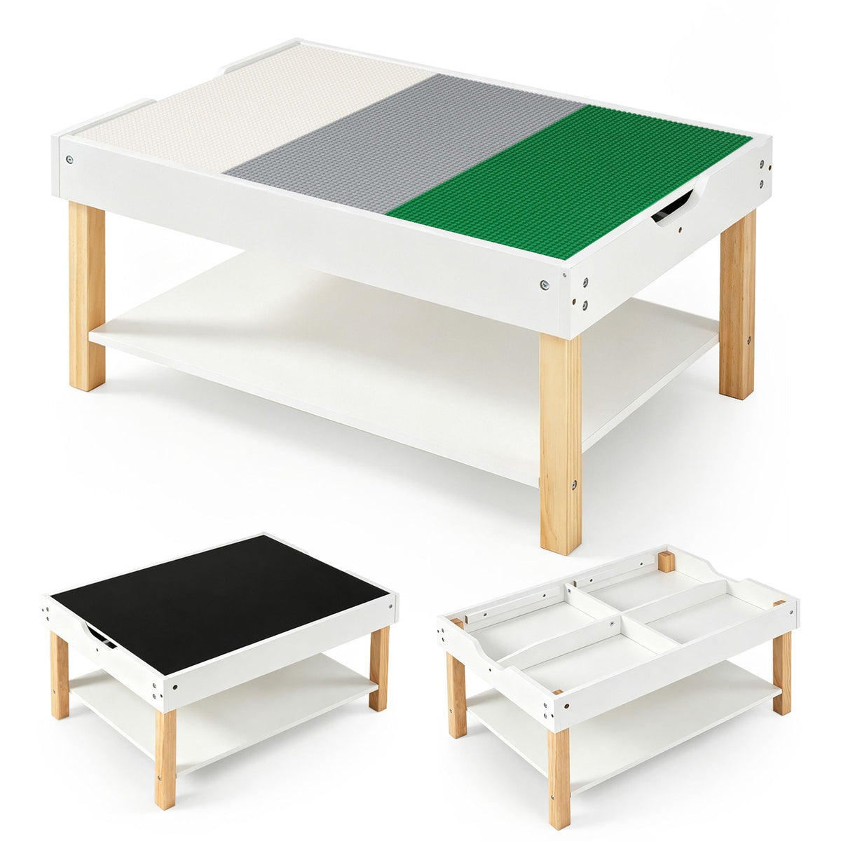 Kids Activity Table with Reversible Double-Sided Top-White