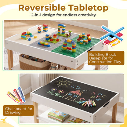 Kids Activity Table with Reversible Double-Sided Top-White