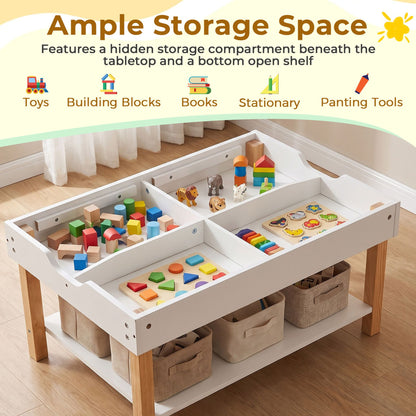 Kids Activity Table with Reversible Double-Sided Top-White