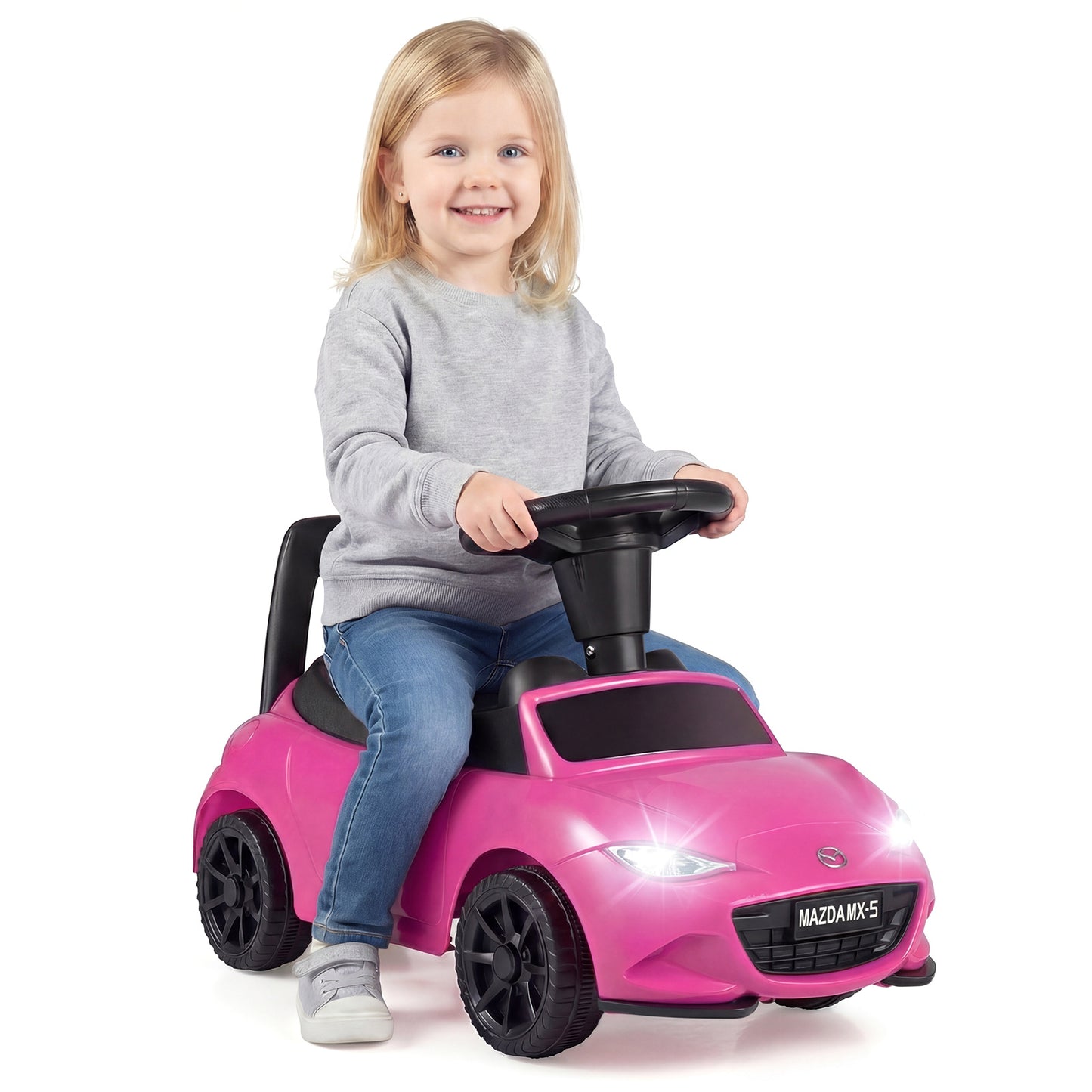 Kids Ride On Sliding Toy Mazda Licensed with Under-Seat Storage for Toddlers-Pink