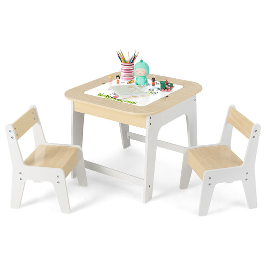 Kids Room Furniture Bundle: Kids Table and Chairs Set and 2-Tier Kids Bookcase