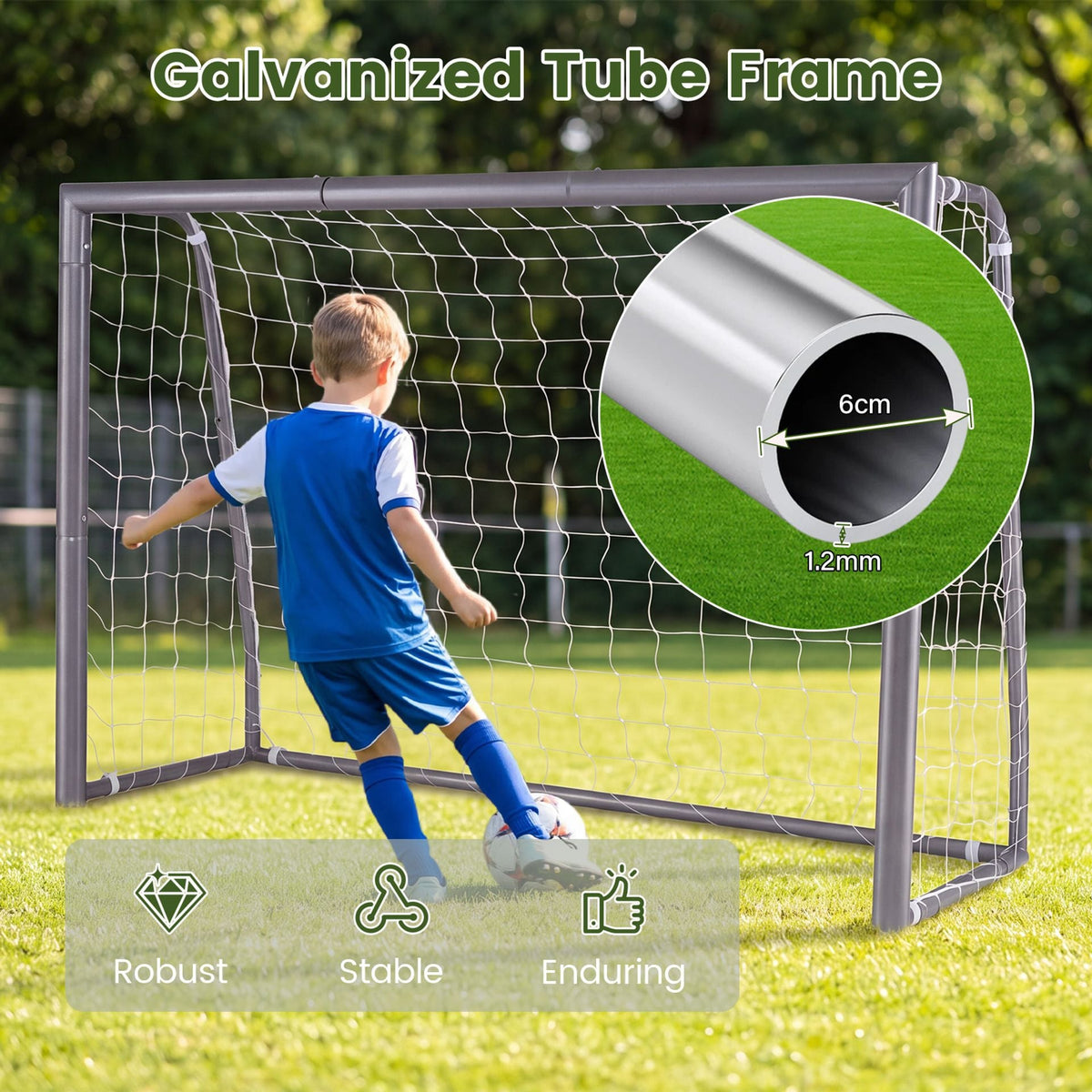 Kids Soccer Goal with Tear-Resistant Net and Ground Stake for Professional Everyday Match-S