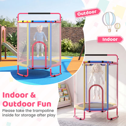 Kids Trampoline with Safety Net for Indoor and Outdoor Use-Multicolor