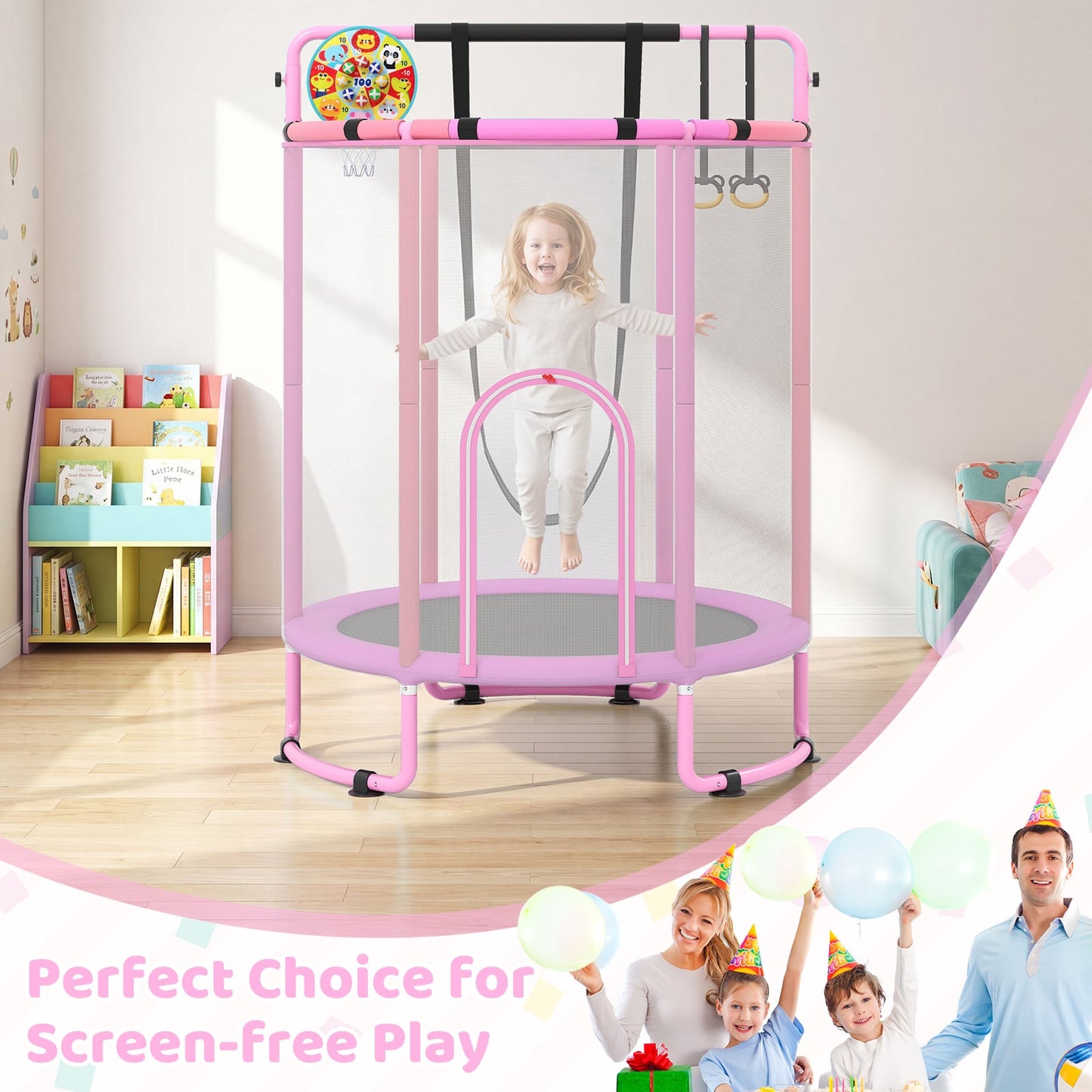 Kids Trampoline with Safety Net for Indoor and Outdoor Use-Purple
