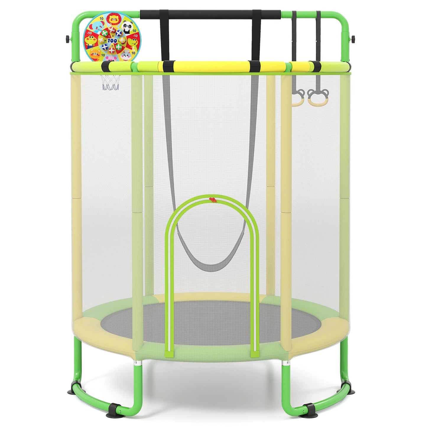 Kids Trampoline with Safety Net for Indoor and Outdoor Use-Yellow and Green