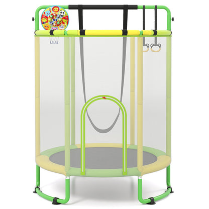 Kids Trampoline with Safety Net for Indoor and Outdoor Use-Yellow and Green