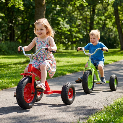 Kids Tricycle with Inflatable Tires and Adjustable Handlebar for Ages 3+-Red