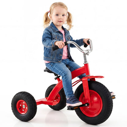 Kids Tricycle with Inflatable Tires and Adjustable Handlebar for Ages 3+-Red