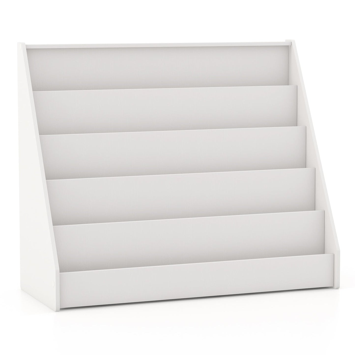 5 Tier Kids Bookshelf with Anti-Toppling Devices for Kids Room-White