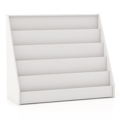 5 Tier Kids Bookshelf with Anti-Toppling Devices for Kids Room-White