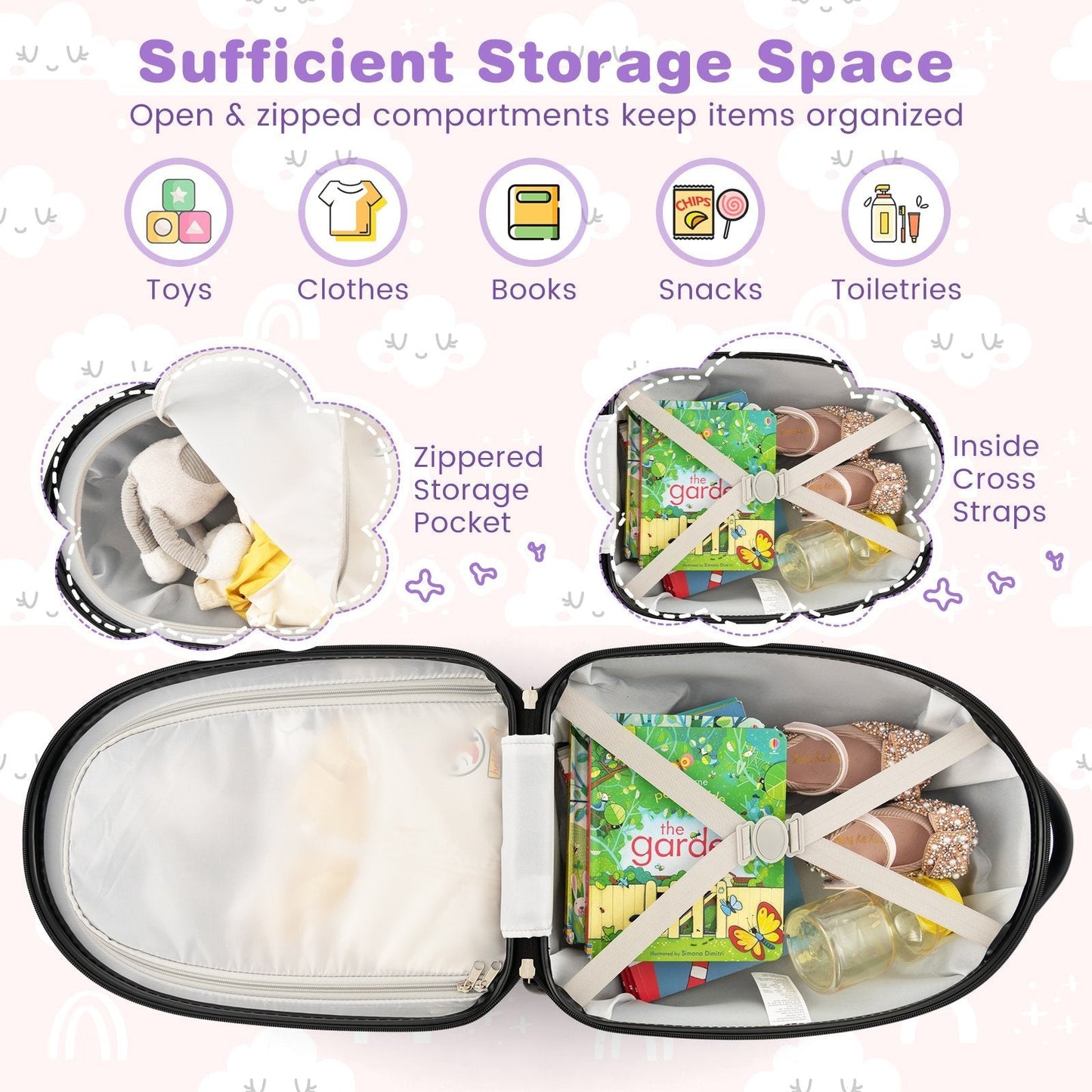 16 Inches Kids Carry-On Luggage with Wheels-Pink