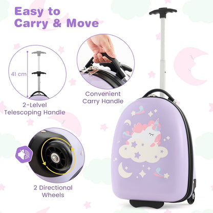 16 Inches Kids Carry-On Luggage with Wheels-Pink
