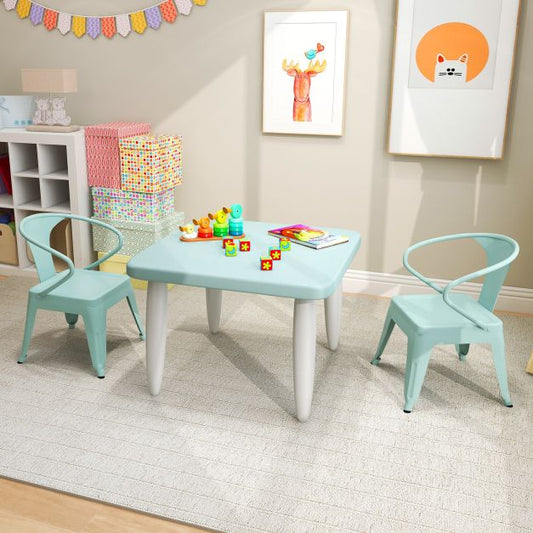 Set of 2 Steel Armchair Stackable Kids Chairs-Green