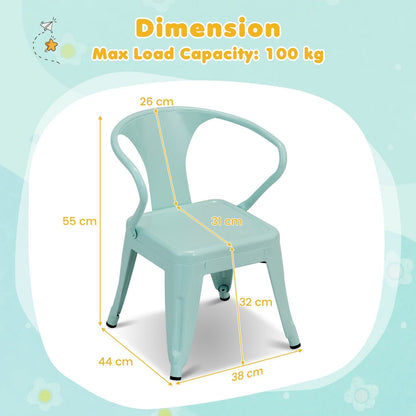 Steel Kids Chair Set of 2 with Backrest-Blue