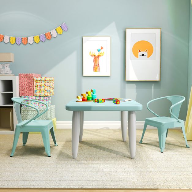 Set of 2 Steel Armchair Stackable Kids Chairs-Green